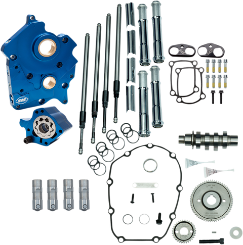 Cam Chest Kit with Plate - Gear Drive - Water Cooled - 475 Cam - Chrome Pushrods -M8