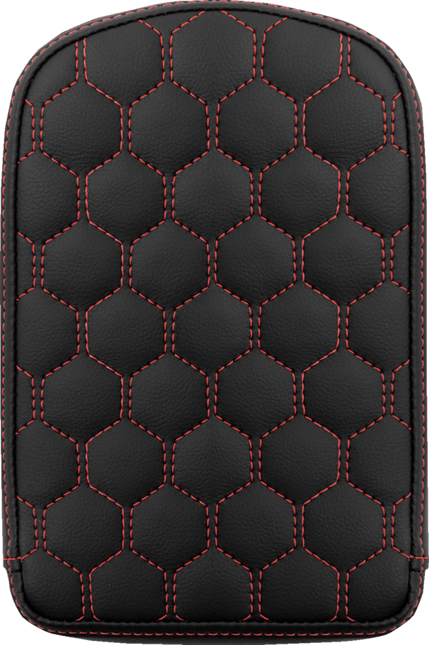 RoadSofa™ Sissy Bar Pad - Honeycomb - Red Stitching