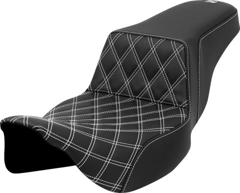 Step-Up Seat - Front Lattice Stitch - White Stitch - Extended Reach - FLH/FLT &