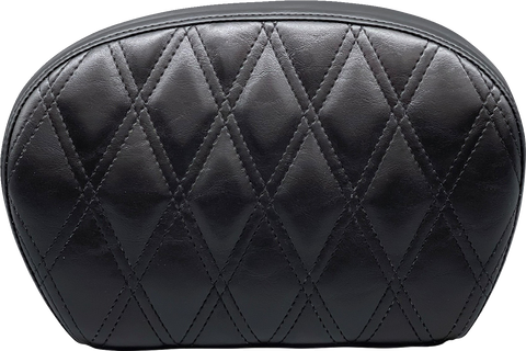 Sissy Bar Pad - Large - Vinyl - Double Diamond - Shiny Black