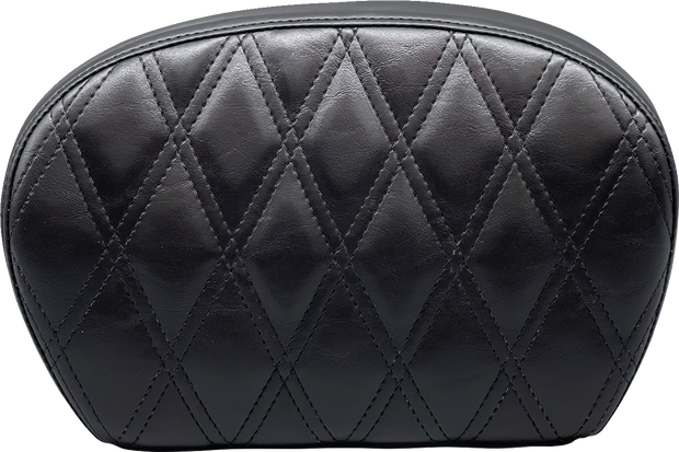 Sissy Bar Pad - Large - Vinyl - Double Diamond - Shiny Black