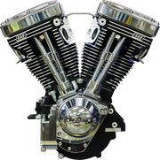 V124 Long Block Engine - Chrome/Wrinkle Black - Big Twin | Custom Chasis w/Alternator-Style Primary
