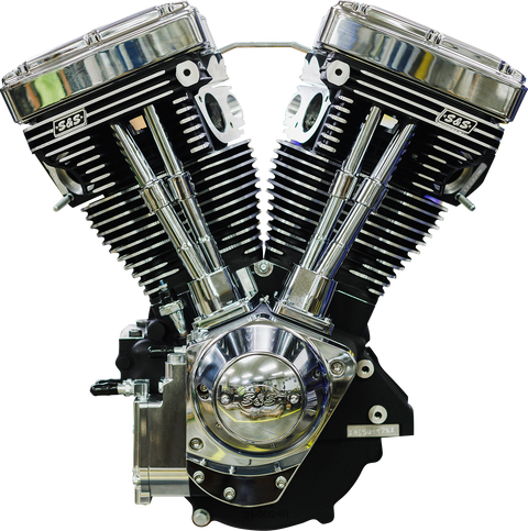 V124 Long Block Engine - Chrome/Wrinkle Black - Big Twin | Custom Chasis w/Alternator-Style Primary