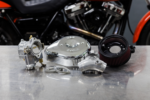 Super G Carburetor with Stealth Air Cleaner Kit - Chrome - Evolution Big Twin