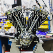 V124 Long Block Engine - Chrome/Wrinkle Black - Big Twin | Custom Chasis w/Alternator-Style Primary