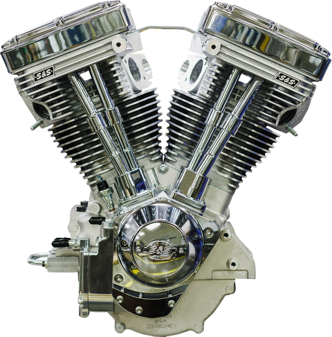 V124 Long Block Engine - Chrome/Natural - Big Twin | Custom Chasis w/Alternator-Style Primary